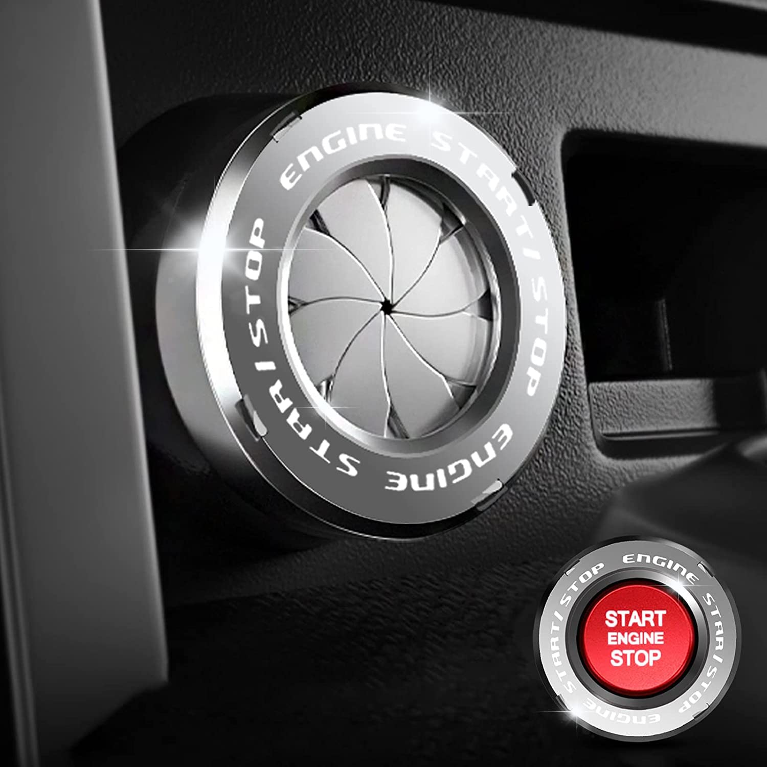 Ignitron: Engine Start/Stop Button Cover with Zinc Alloy Rotary Ring, Stylish Ignition Protector for Cars, SUVs & Motorcycles (Tungsten Gold Finish)