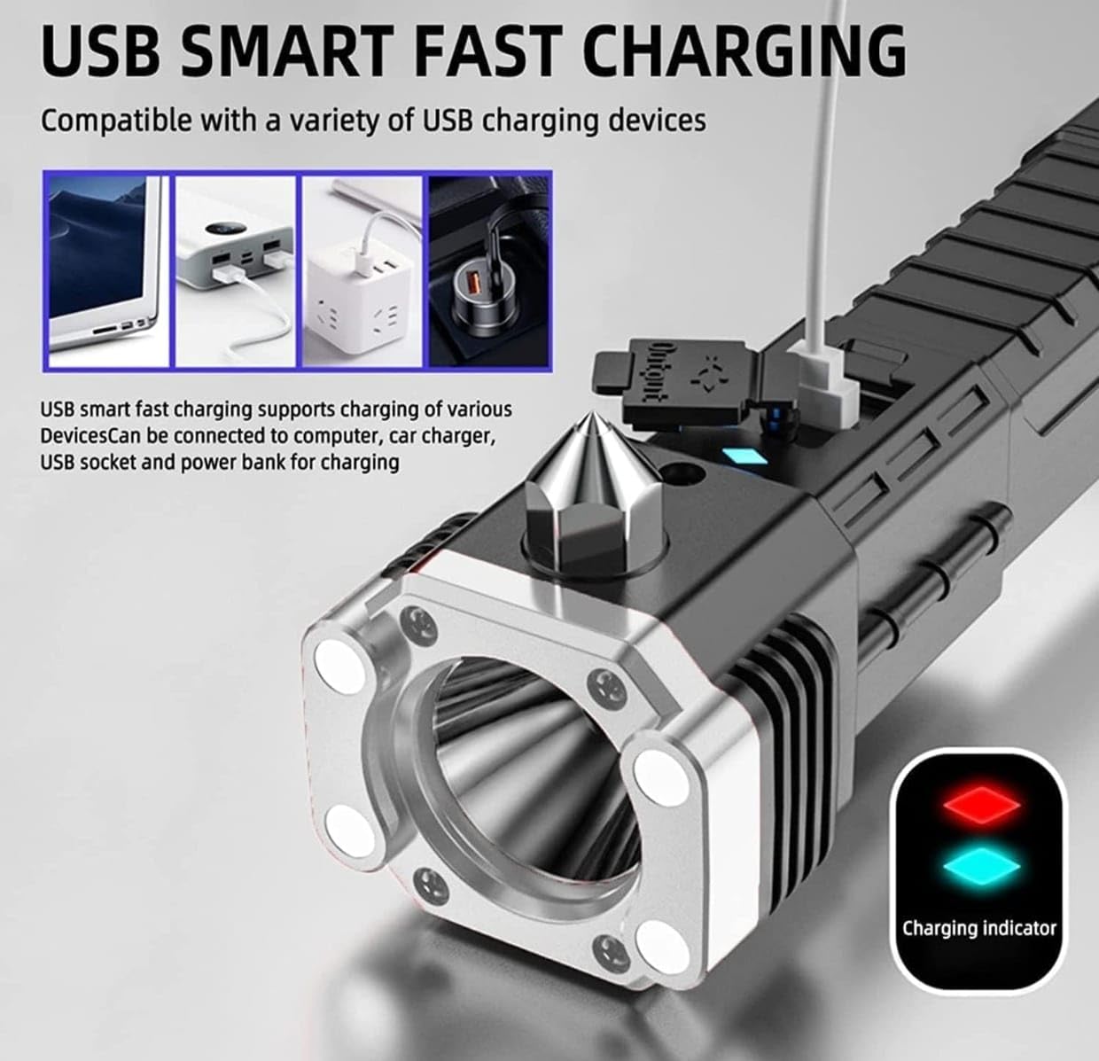 Torchii: Magnetic LED Emergency Rechargeable Torch & Cob Light with Window Breaker & Seat-Belt Cutter, for Car Safety, Camping & Outdoor Use