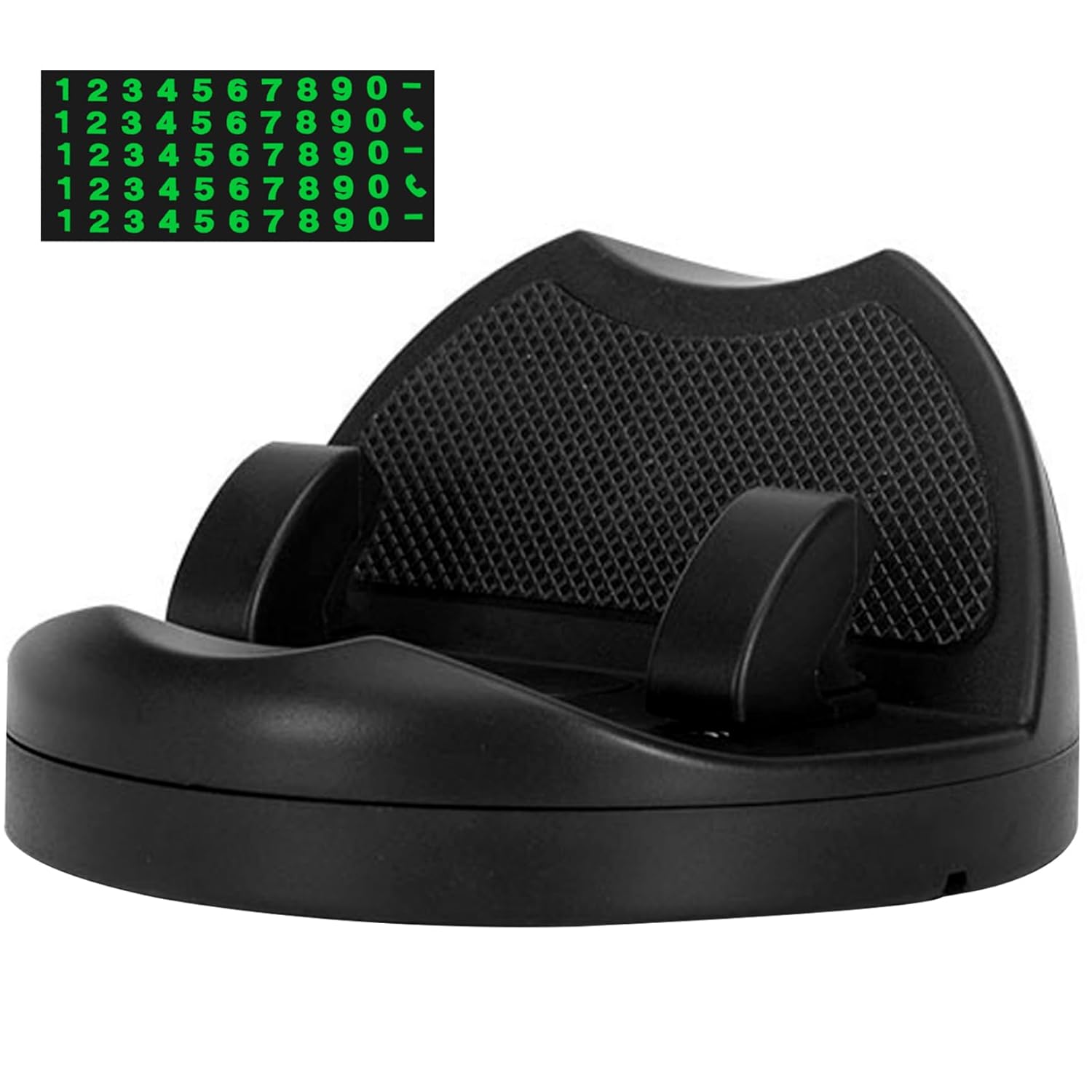 DashDock: Car Dashboard Phone Holder with Non-Slip Base, Anti-Fall Mount with Built-In Parking Number Display & Passive Speaker Amplifier for Hands-Free Driving