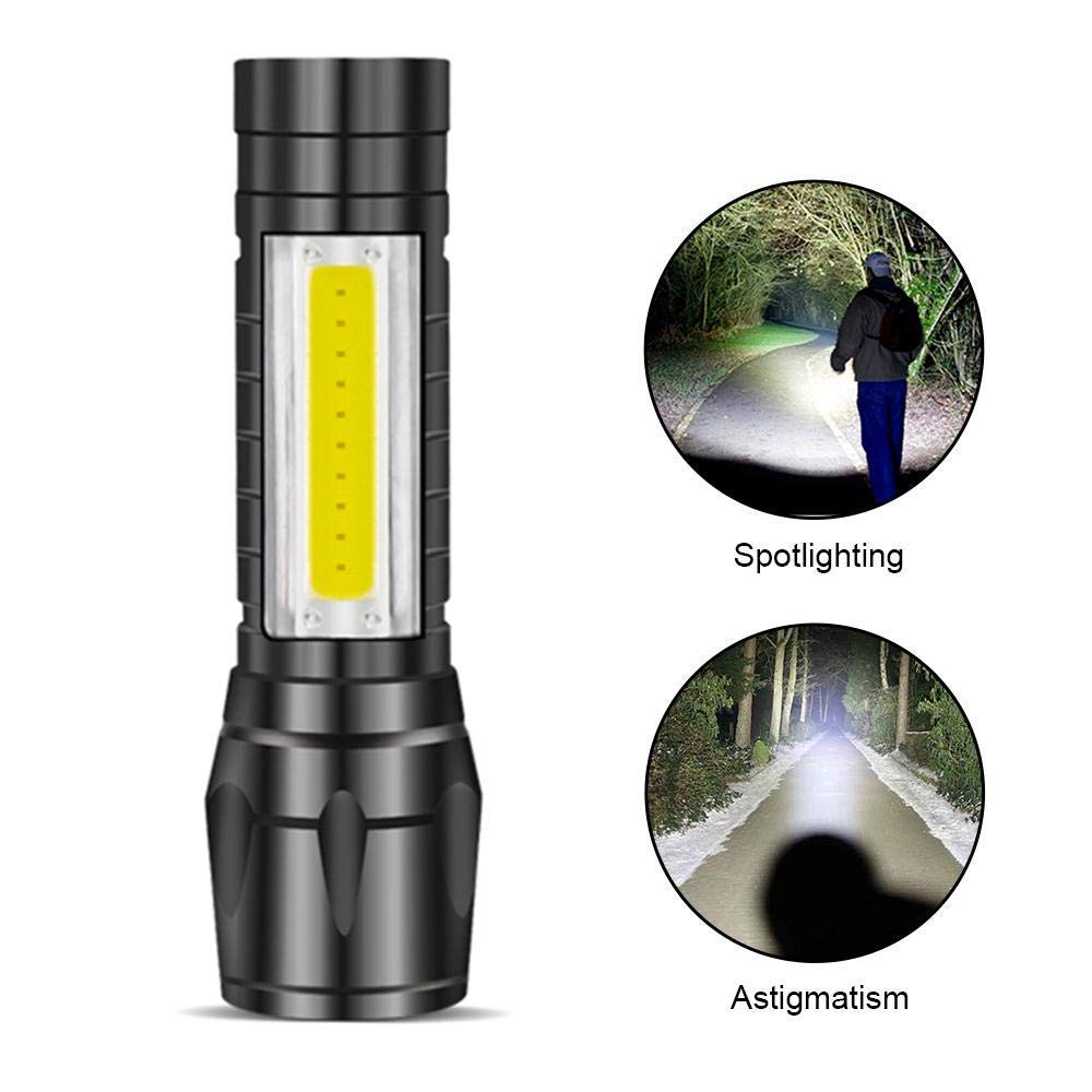 Flashy: 2-in-1 Rechargeable LED Flashlight with Adjustable Zoom & COB Side Light, Mini Pocket Torch with 3 Modes for Camping, Hiking & Emergency Use