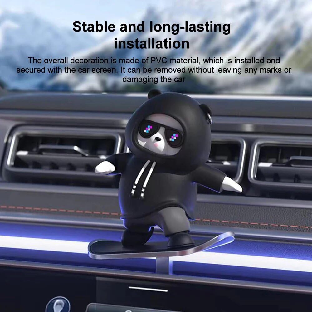 SkateMate: Skater Bear Dashboard Ornament with Fun Pulley Design for Car Interior Décor & Gifts