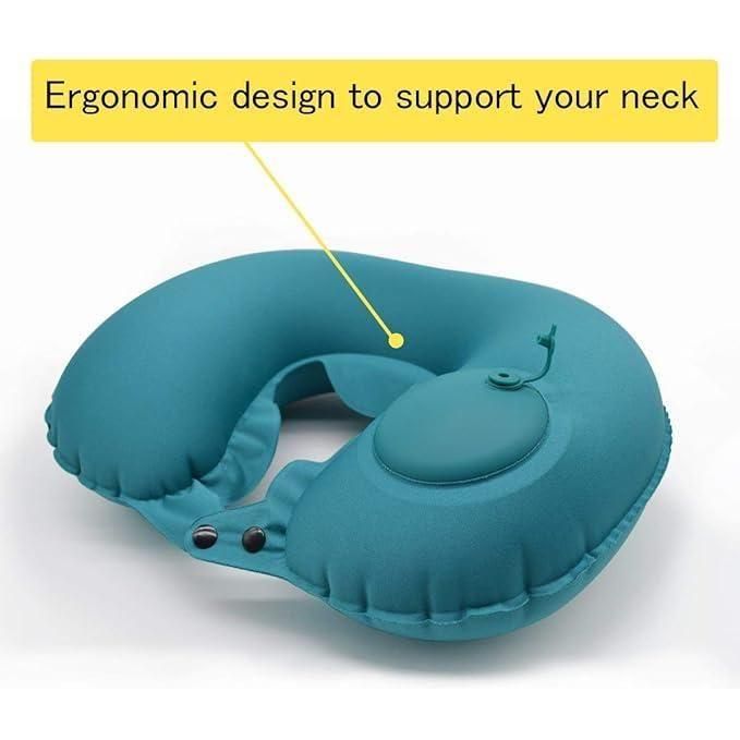 GoNap: Ultimate Inflatable Travel Pillow with Self-Pump, Adjustable U-Shape & Compact Neck Support for Flights & Road Trips