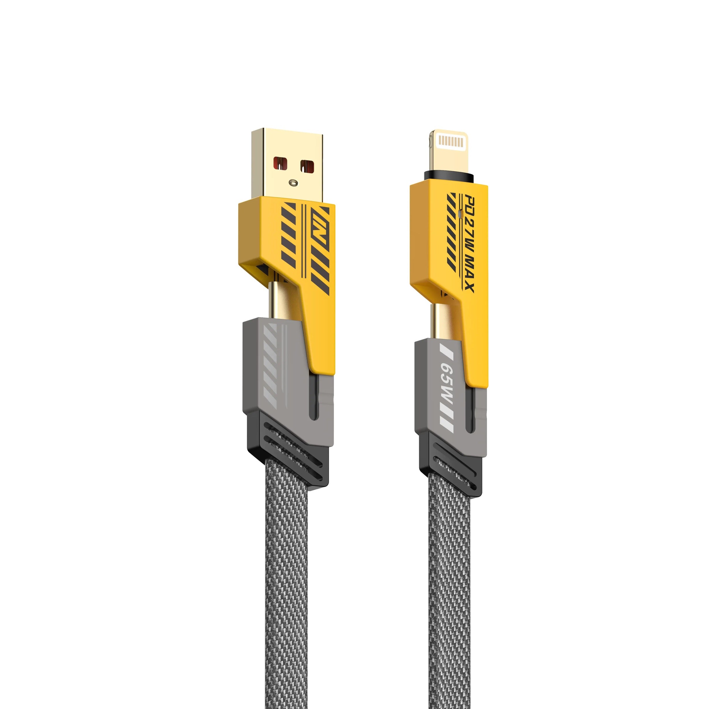 SpeedLink: 4-in-1 65W Fast Charging Data Cable with USB-A, Type-C & Lightning Connectors for High-Speed Charging & Data Transfer
