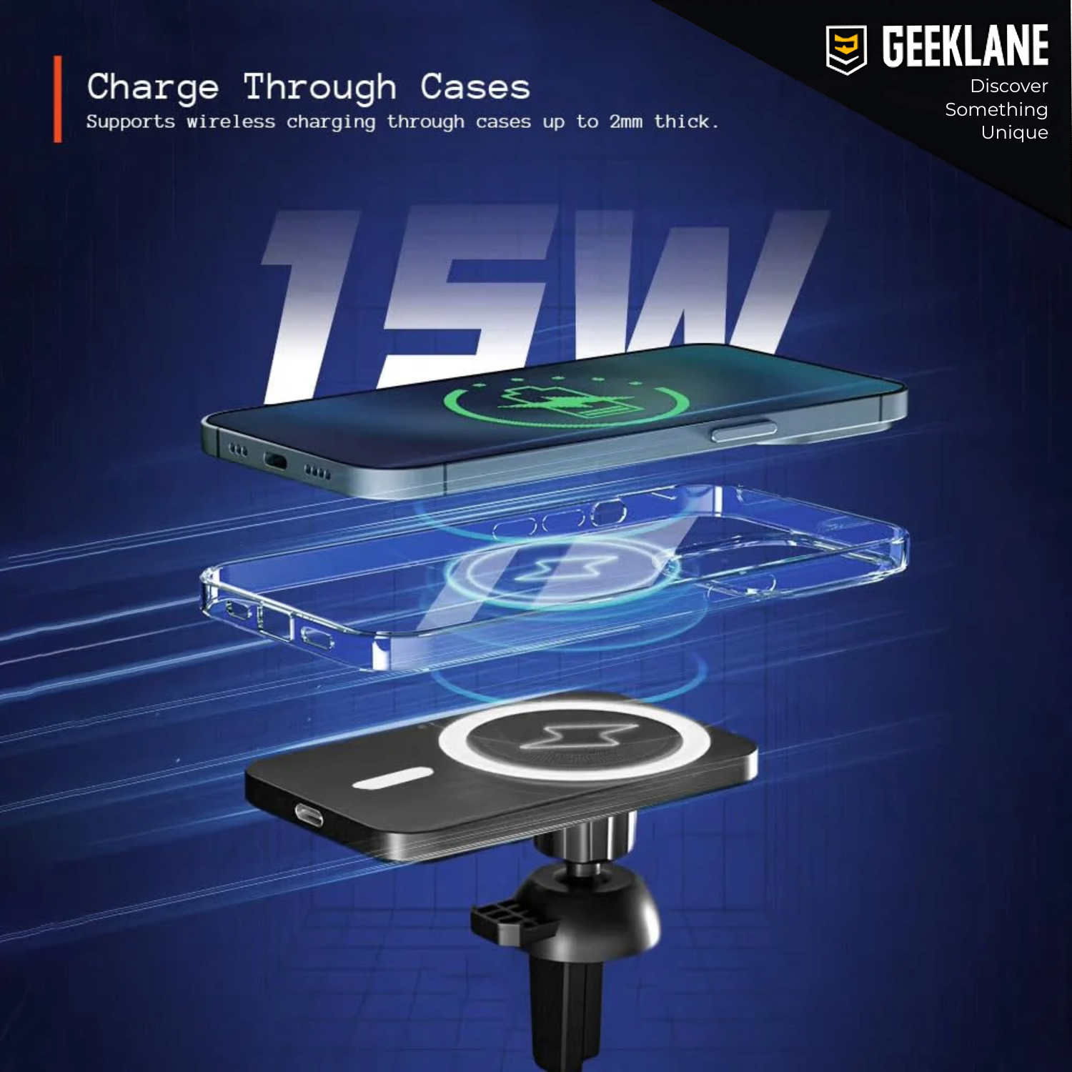 CarMeg: 15W Fast-Charging Magnetic Car Mount with 360° Rotation, Wireless Phone Holder for Car AC Vent with Secure Lock & Universal Smartphone Compatibility