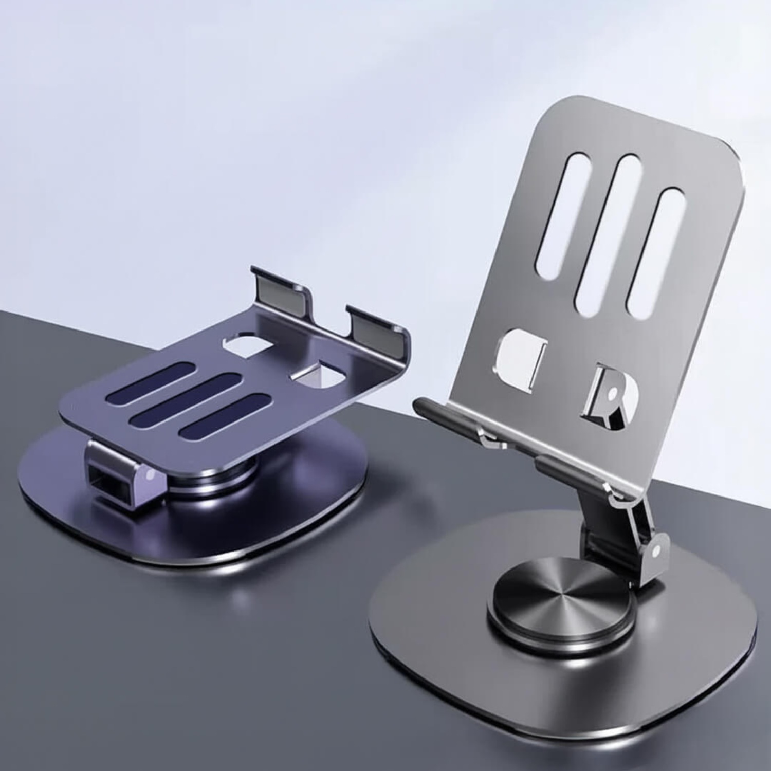 Axis: Adjustable Universal Mobile & Tablet Stand, 360° Rotating, Foldable Phone Holder with Stable Metal Base, Anti-Slip Pad & Height Adjustment for Desk & Tabletop Use