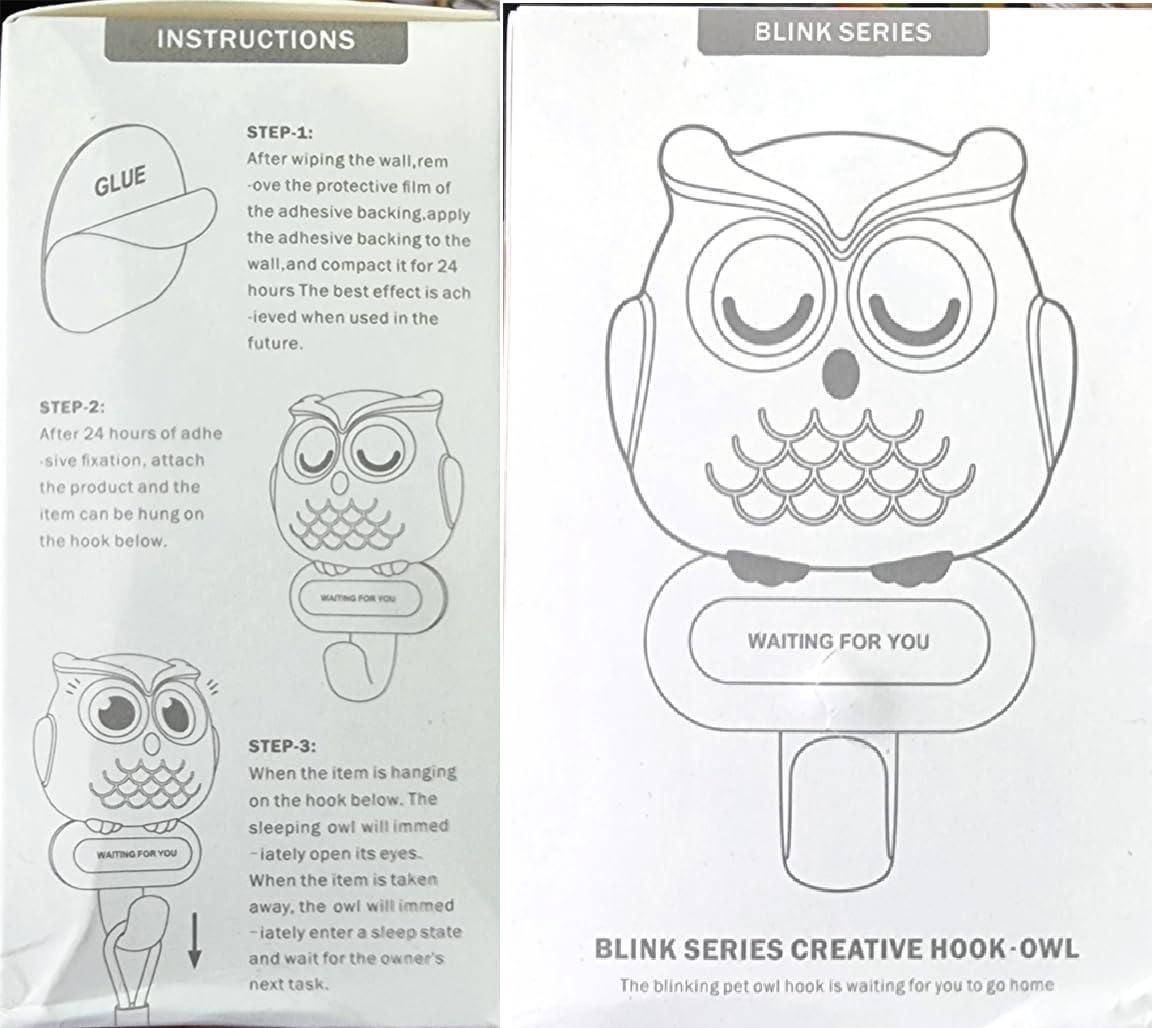 Kowl: Owl-Shaped Wall Hook with Blinking Eyes & Self-Adhesive Design for Keys, Bags & Home Décor