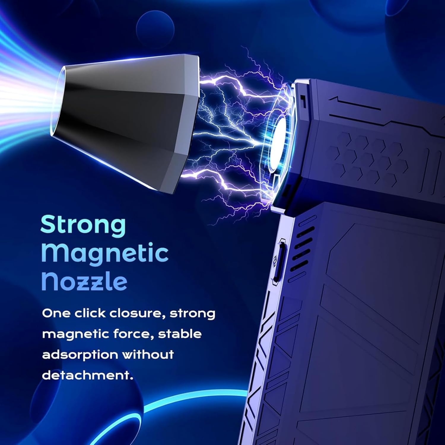 TurboJet: 130,000 RPM Cordless Air Duster & Mini Blower – High-Speed Cleaner with Stepless Speed Control, Magnetic Nozzles & USB Rechargeable Battery for PC, Car & Home