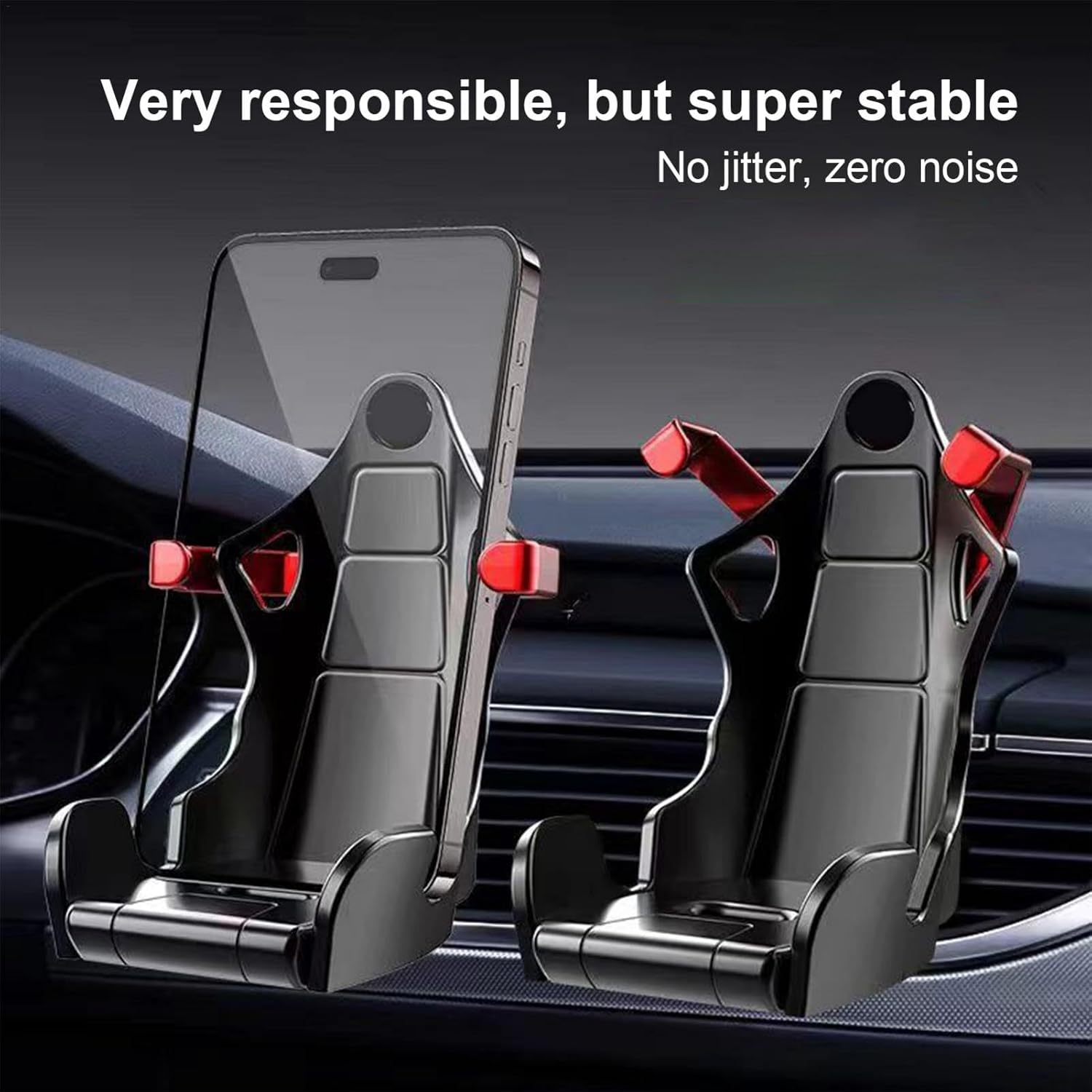 SeatRacer: Racing Seat-Inspired Phone Holder for Desk, Car Vent & Gaming Setup, Hands-Free Mount with Sporty Simulator Design
