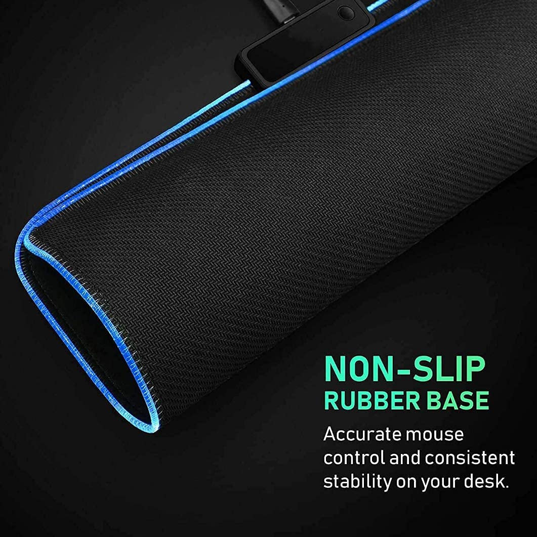Phase: RGB LED Gaming Keyboard & Mouse Pad with Rollable Waterproof Surface, Large Size Nonslip LED Mat for Laptop, Desktop & Console Setups