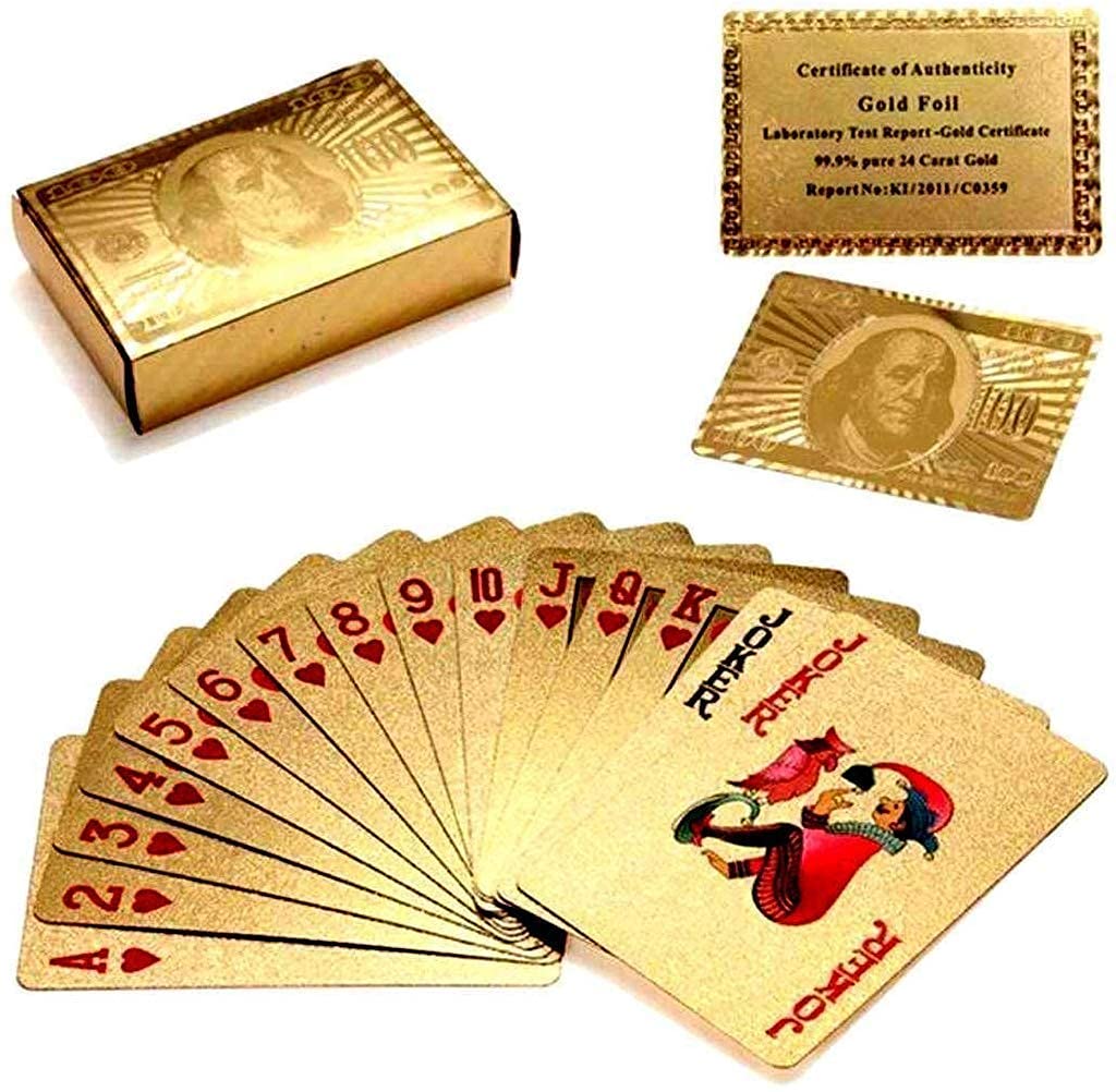 GoldFlex: Waterproof Gold Playing Cards with Flexible PVC Design for Poker, Party Games & Durable Play