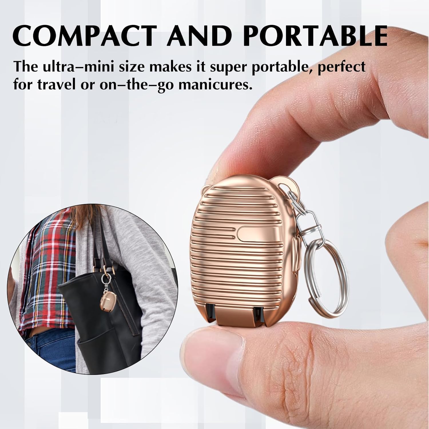 Clipzi: Folding Nail Clipper Keychain in Suitcase Design, Ultra-Portable Stainless Steel Nail Cutter with Built-In File for Travel, Grooming & Everyday Carry