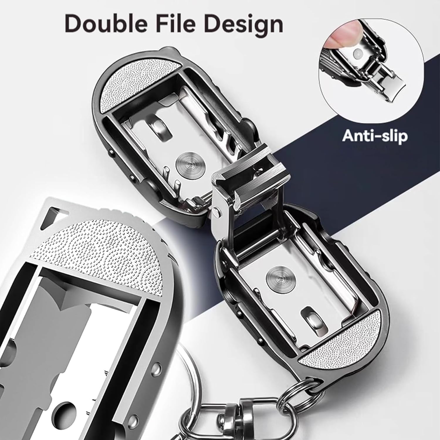 Clipzi: Folding Nail Clipper Keychain in Suitcase Design, Ultra-Portable Stainless Steel Nail Cutter with Built-In File for Travel, Grooming & Everyday Carry