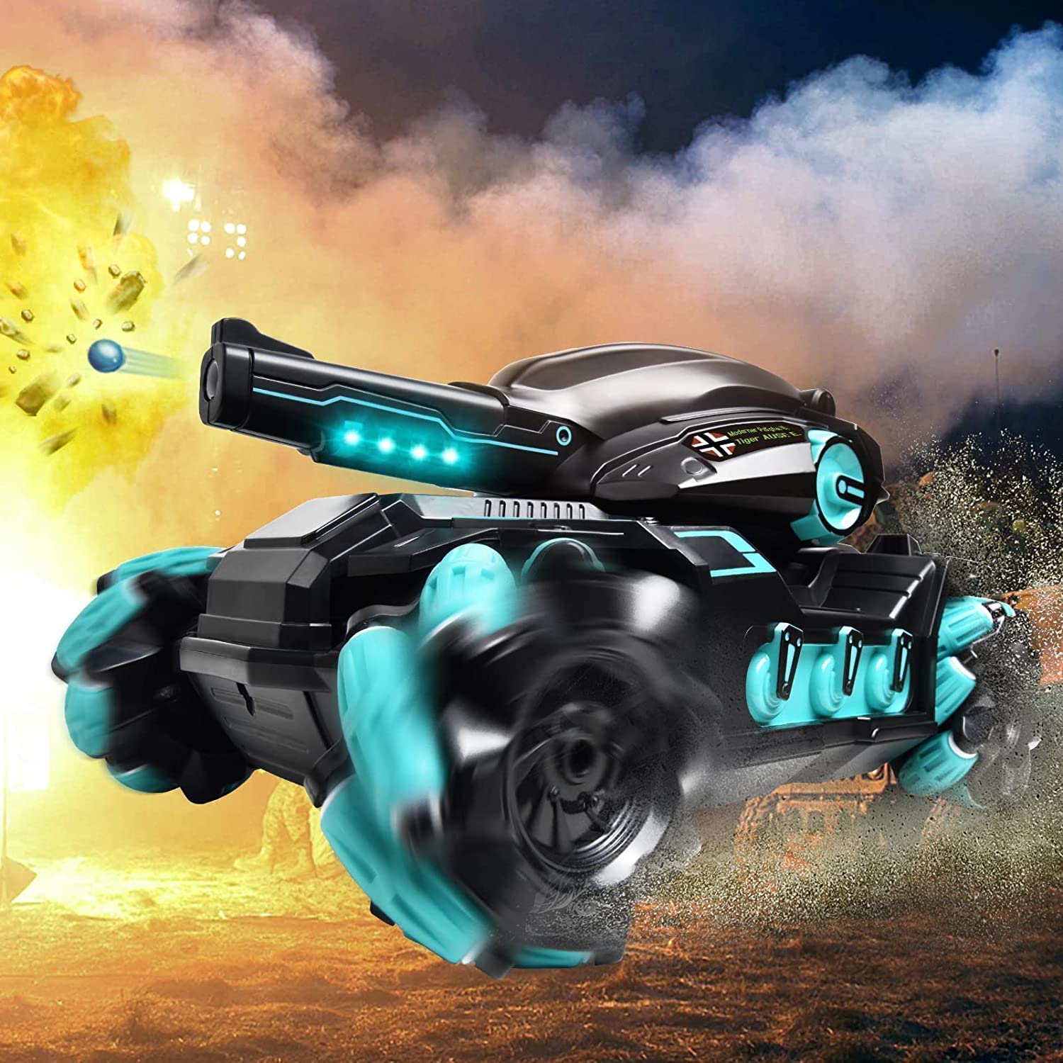 Tanko: RC Battle Car with Gesture Control & 360° Rotating Turret, Water Bullet Shooting, 4WD, High-Speed Drift & Rechargeable Battery