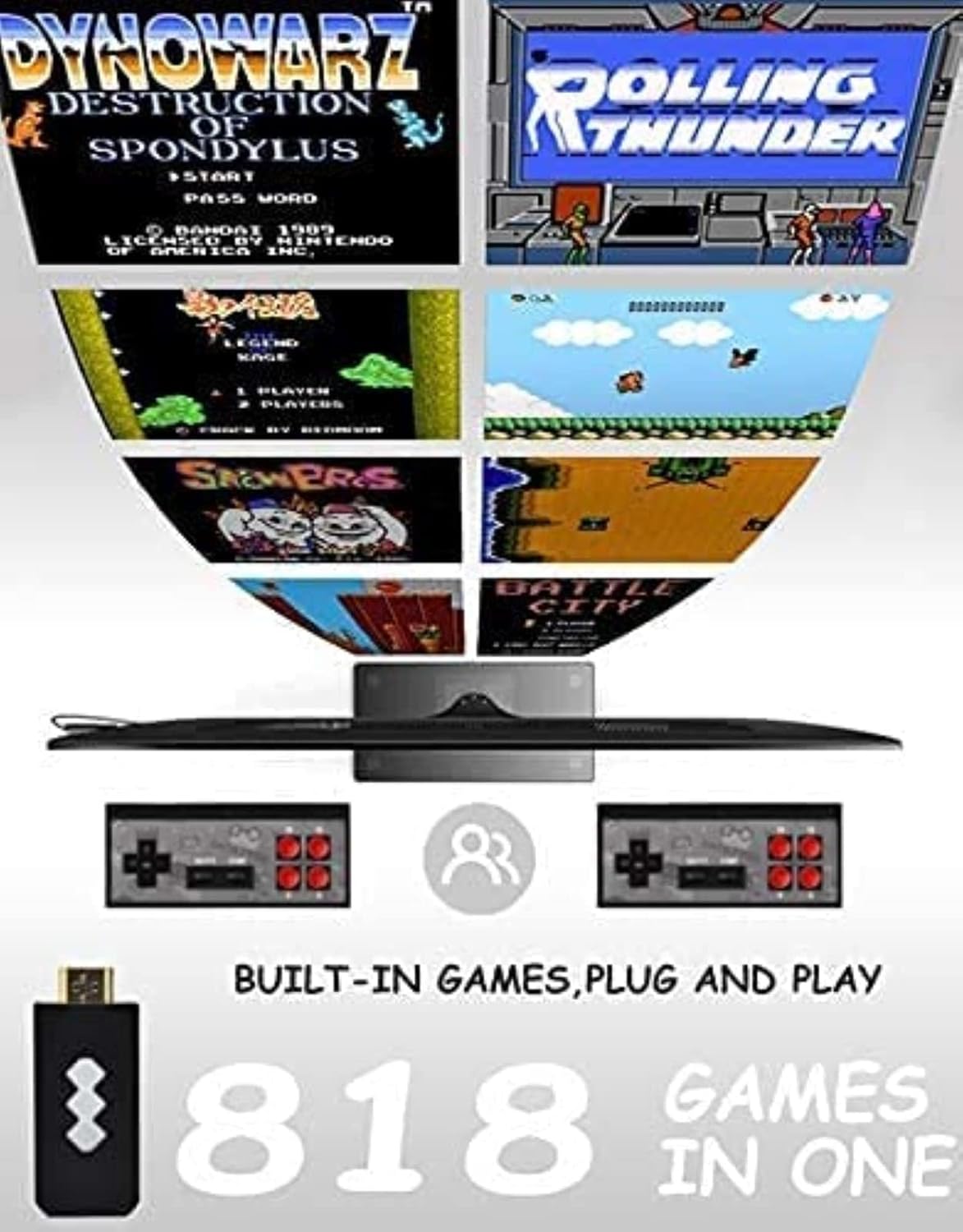 RetroTV: Ultimate 90s HDMI Retro Game Stick with Plug & Play Wireless HD 1080p Gaming for Up to 2 Players