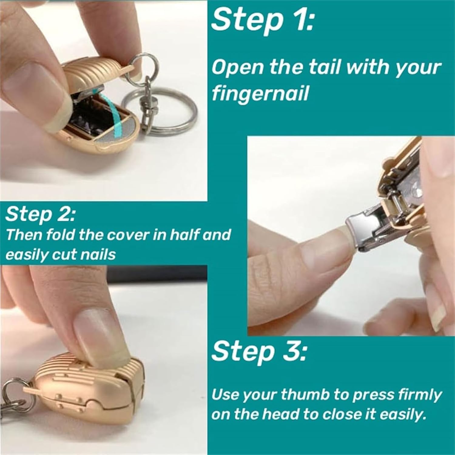 Clipzi: Folding Nail Clipper Keychain in Suitcase Design, Ultra-Portable Stainless Steel Nail Cutter with Built-In File for Travel, Grooming & Everyday Carry