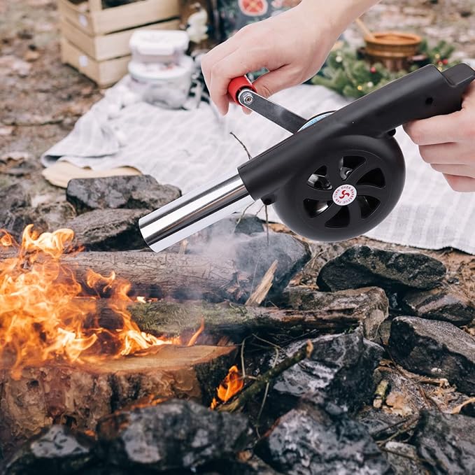 FireStarter: Portable Hand Crank BBQ Air Blower for Quick Fire Starting & Outdoor Grilling