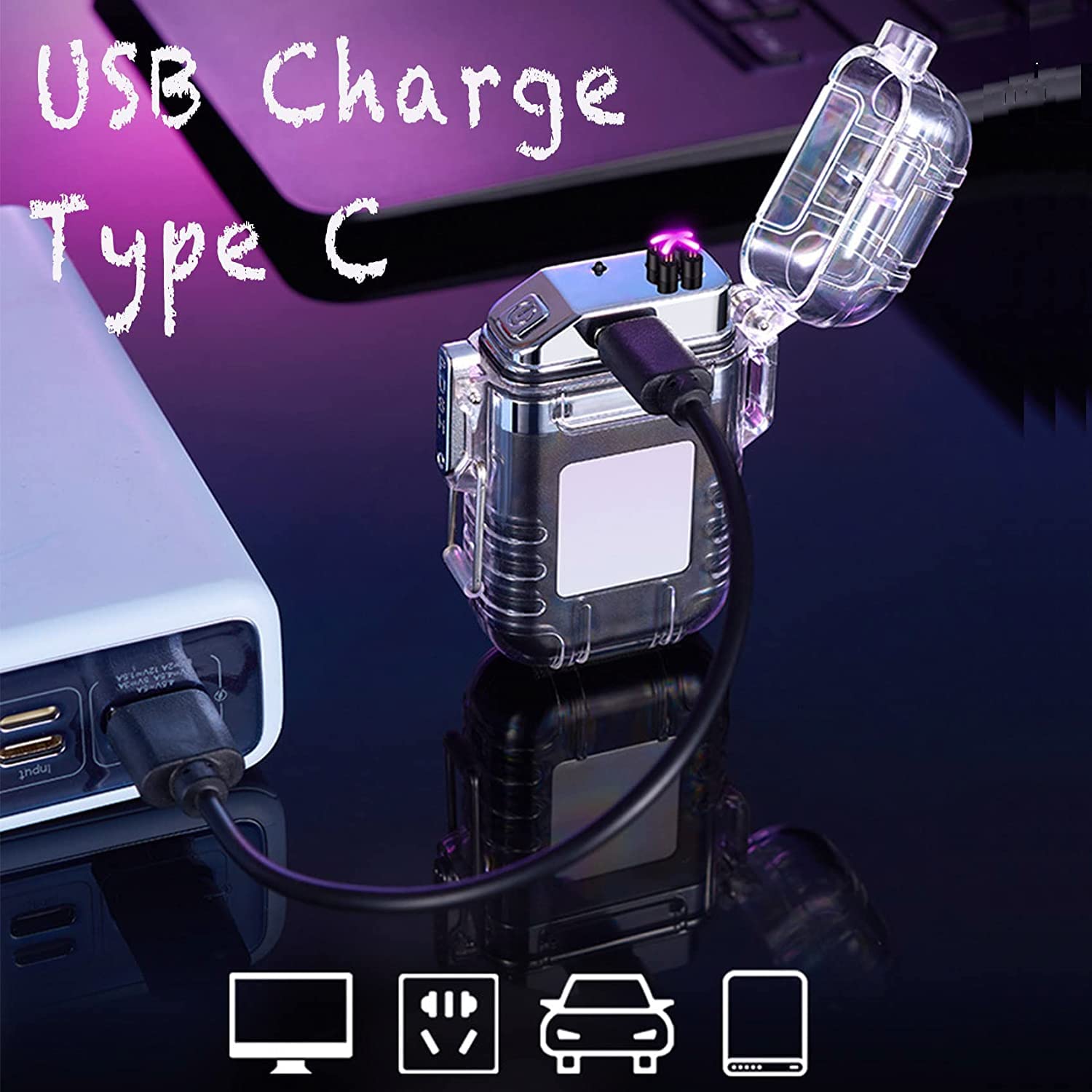 Arc: Dual Arc Windproof & Waterproof Lighter with Bright Torch C-Type Charging & Display