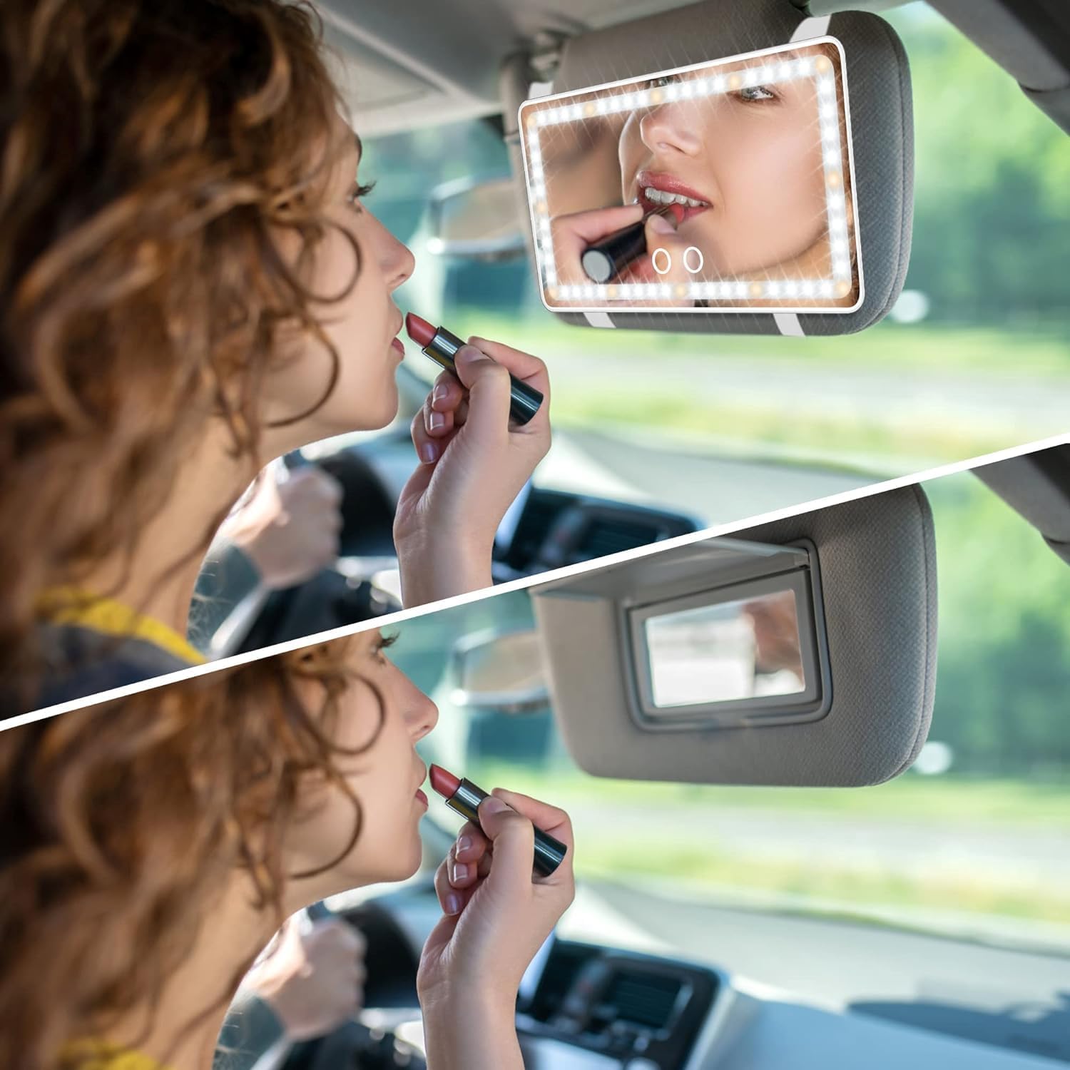Virror: LED Visor Vanity Mirror with 3 Light Modes, 80 LEDs & Rechargeable Touch Control for Cars & SUVs