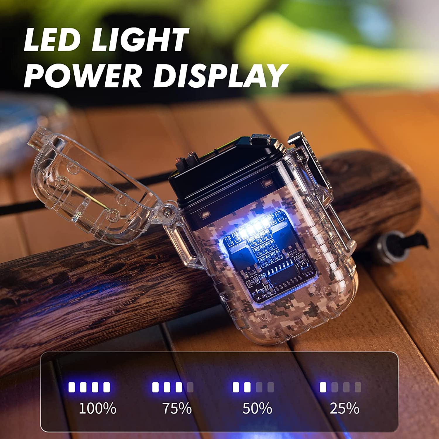 Arc: Dual Arc Windproof & Waterproof Lighter with Bright Torch C-Type Charging & Display