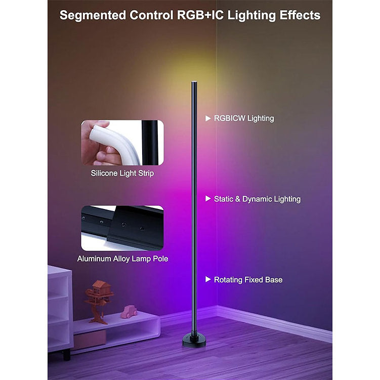VibeCorner: Smart RGBW Corner Floor Lamp with App & Remote Control, Music Sync, Timer & 16M DIY Colors