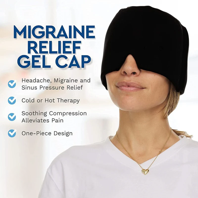 ReliefCap: Reusable Hot Cold Therapy Hat for Migraine, Headache Sinus Relief with Soothing Gel Compression