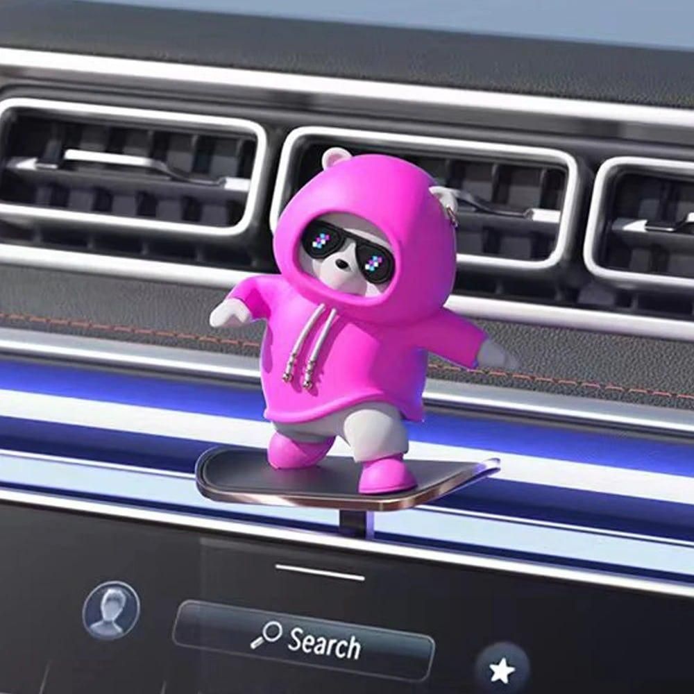 SkateMate: Skater Bear Dashboard Ornament with Fun Pulley Design for Car Interior Décor & Gifts