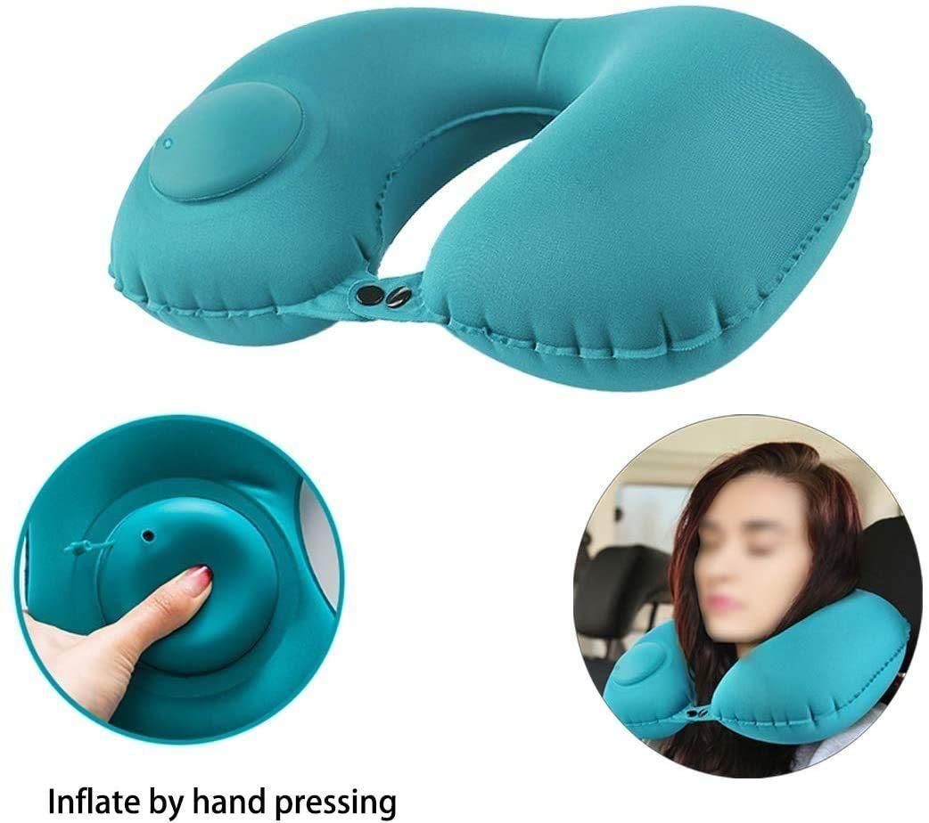 GoNap: Ultimate Inflatable Travel Pillow with Self-Pump, Adjustable U-Shape & Compact Neck Support for Flights & Road Trips
