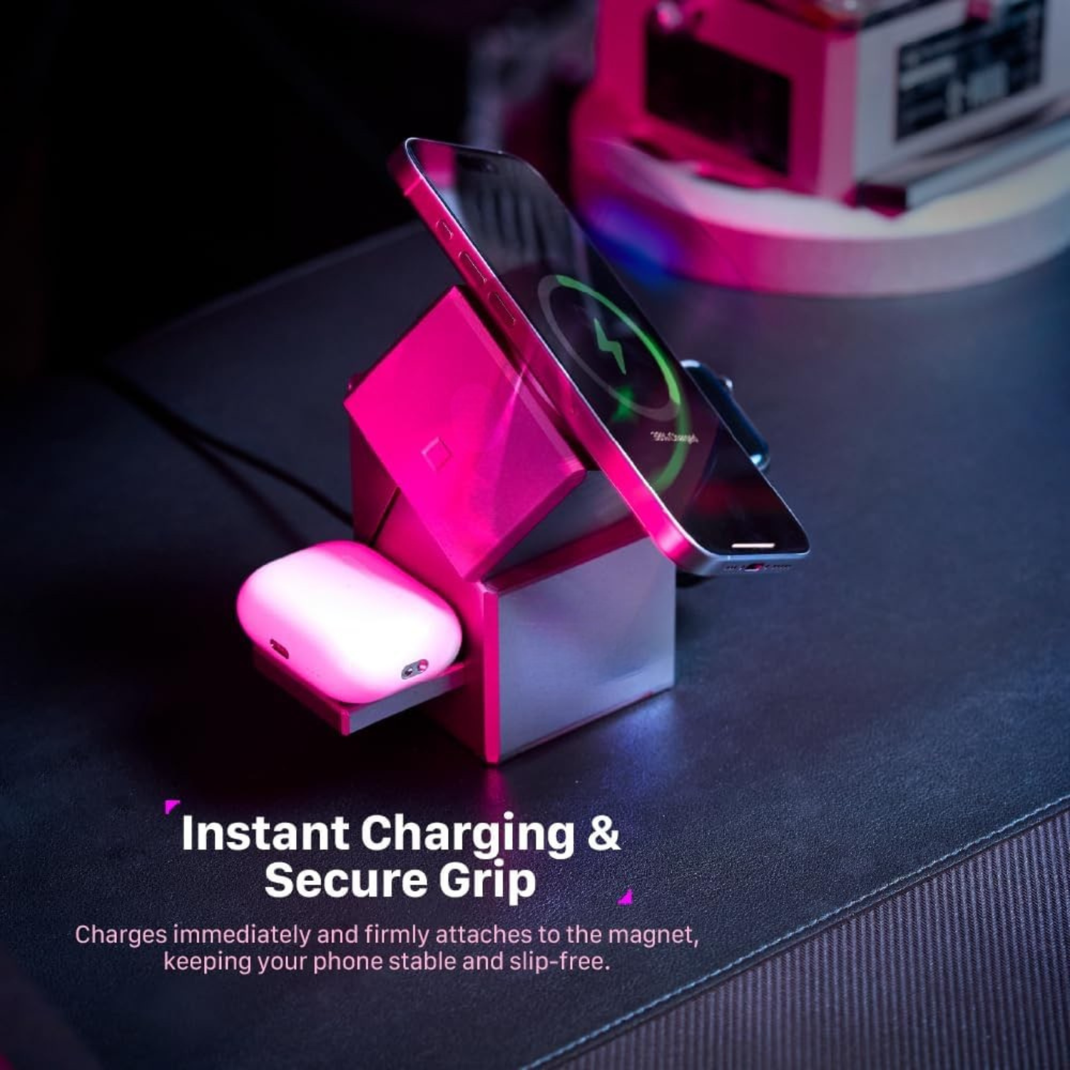 Orbix: 3-in-1 Qi2 Futuristic Magnetic Wireless Charging Station with 15W Fast Charging, MagSafe-Compatible Dock for iPhone, Apple Watch & AirPods