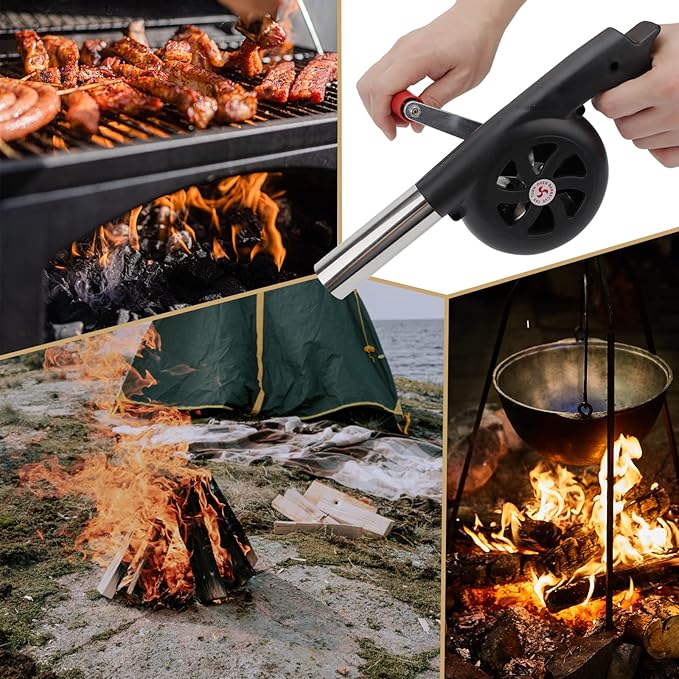 FireStarter: Portable Hand Crank BBQ Air Blower for Quick Fire Starting & Outdoor Grilling