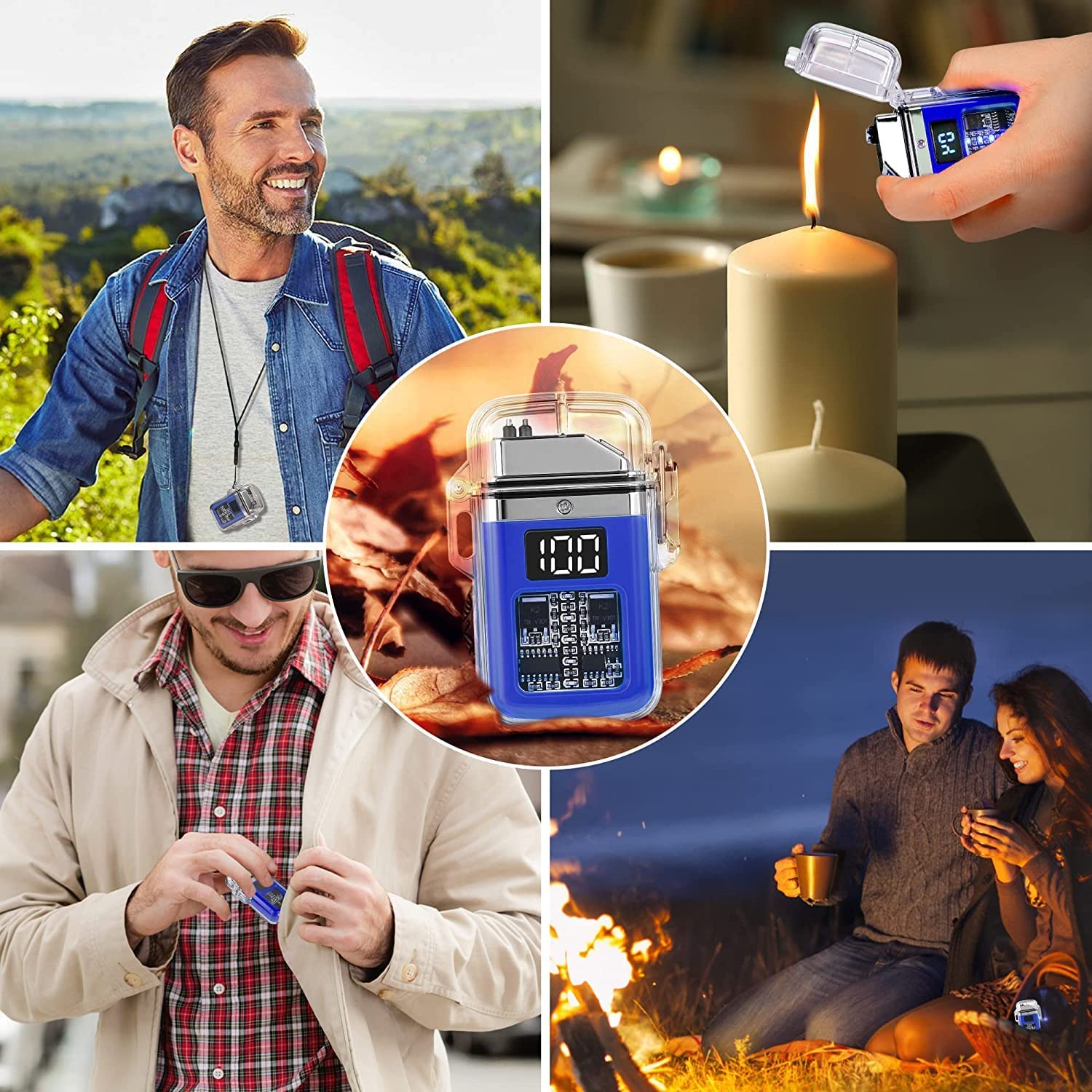 Arc: Dual Arc Windproof & Waterproof Lighter with Bright Torch C-Type Charging & Display