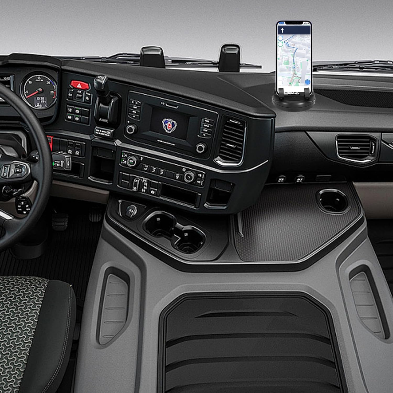 DashDock: Car Dashboard Phone Holder with Non-Slip Base, Anti-Fall Mount with Built-In Parking Number Display & Passive Speaker Amplifier for Hands-Free Driving