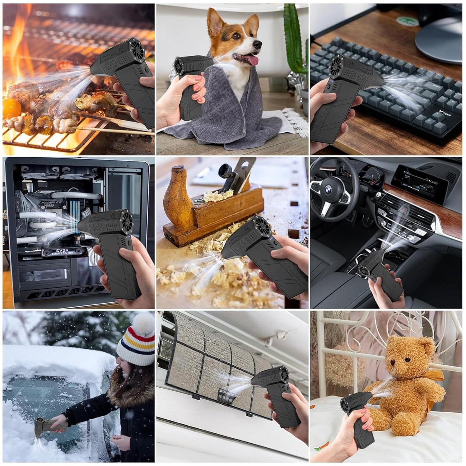 TurboJet: 130,000 RPM Cordless Air Duster & Mini Blower – High-Speed Cleaner with Stepless Speed Control, Magnetic Nozzles & USB Rechargeable Battery for PC, Car & Home