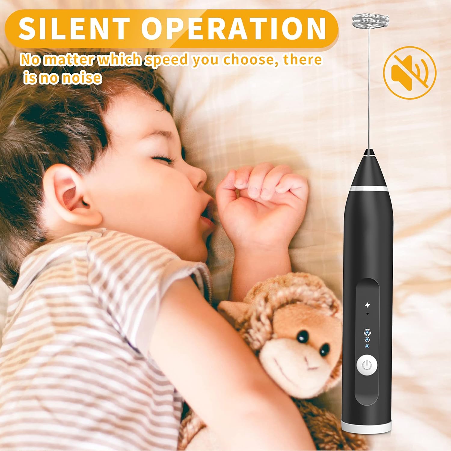 Baristix: Powerful Rechargeable Milk Frother & Beater with 3 Adjustable Speeds & 2 attachments, Handheld Frother for Coffee, Latte, Hot Chocolate & Eggs