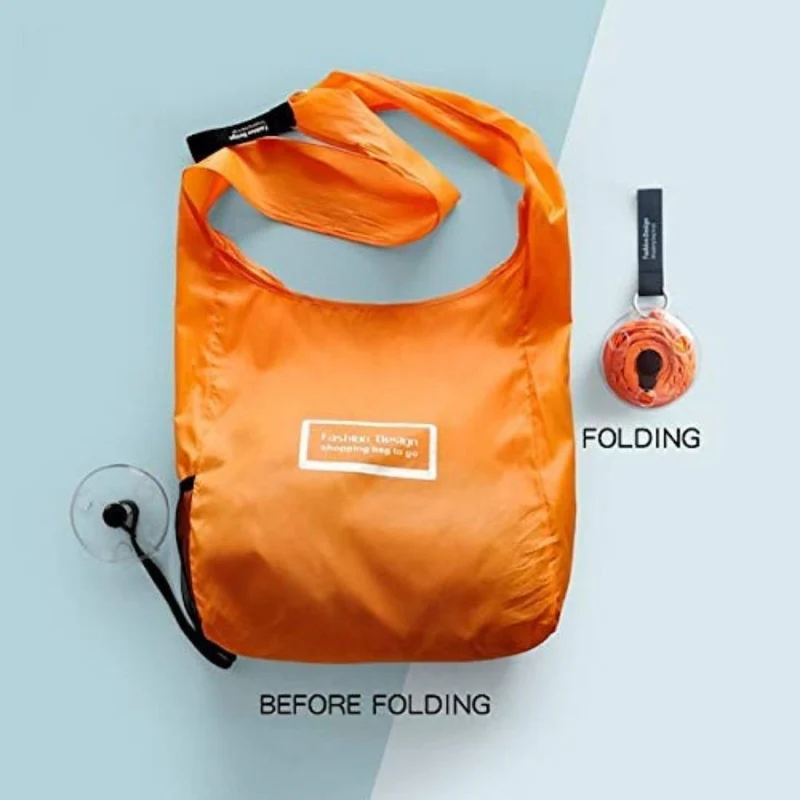 RollUp: Retractable & Foldable Reusable Tote Bag with Carabiner for Grocery Shopping & On-the-Go Storage