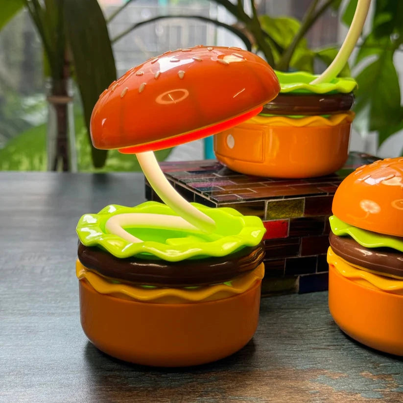 Borgir: Quirky Decor Burger Shaped Folding LED Table Lamp USB-C Rechargeable Cute Design Night Light