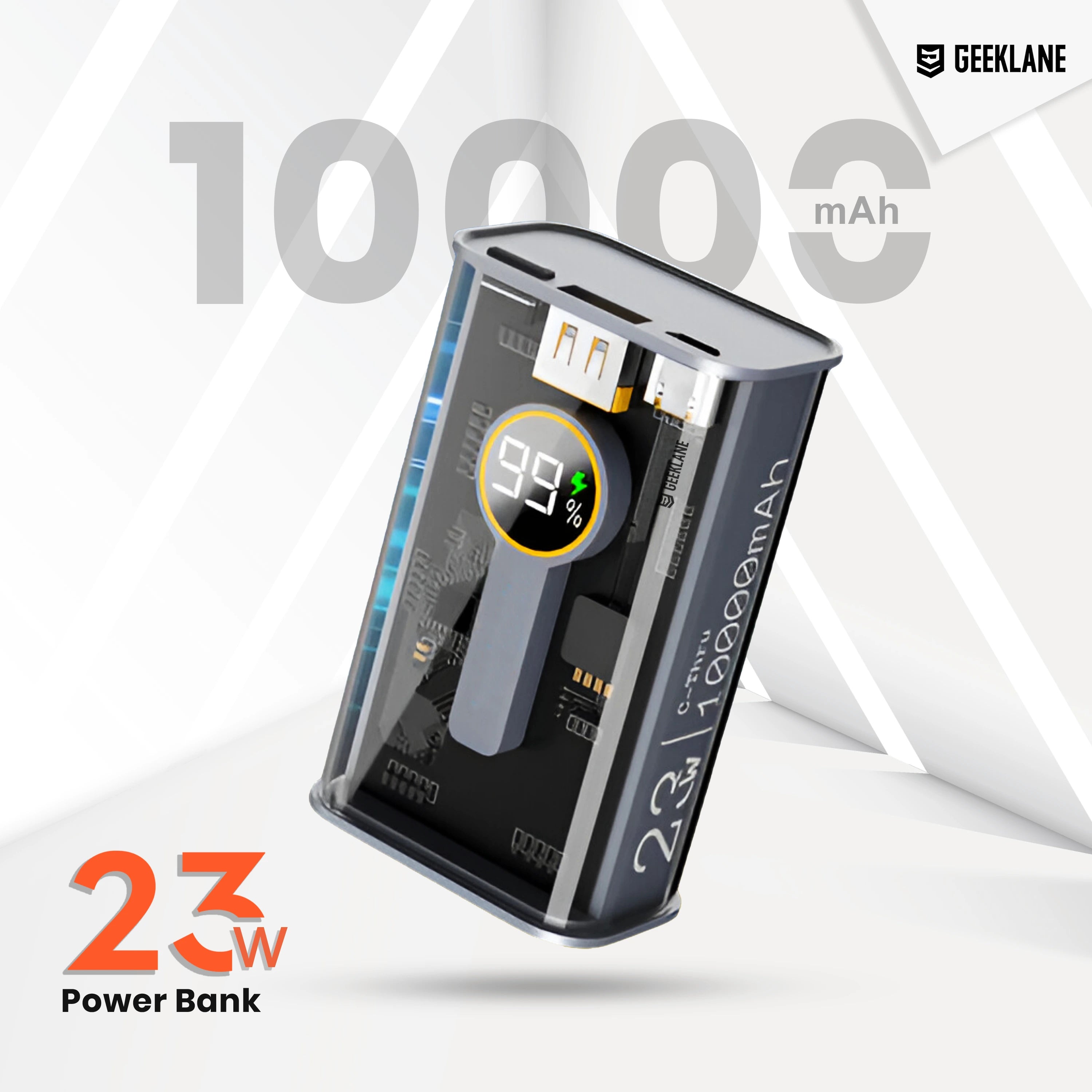 Element: 10,000mAh Compact Edition See-Thru Power Bank with PD 22.5W Fast Charging, Multiport Input/Output & LED Display
