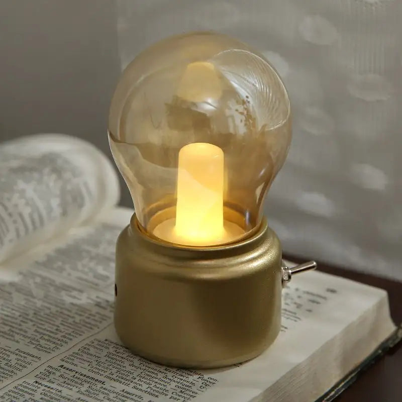 RetroGlow: Vintage-Style USB Rechargeable LED Bulb with Warm White Light for Night Lamp & Desk Décor