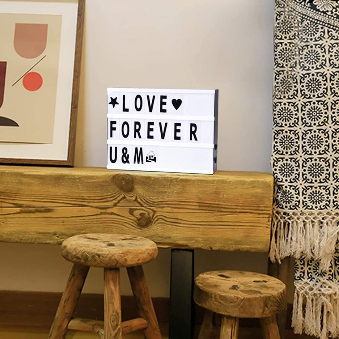 MBox: A4 LED Cinema Light Box with 96 Letters & Symbols, Custom Message Display Board for Home Décor, Gifting & Mood Lighting