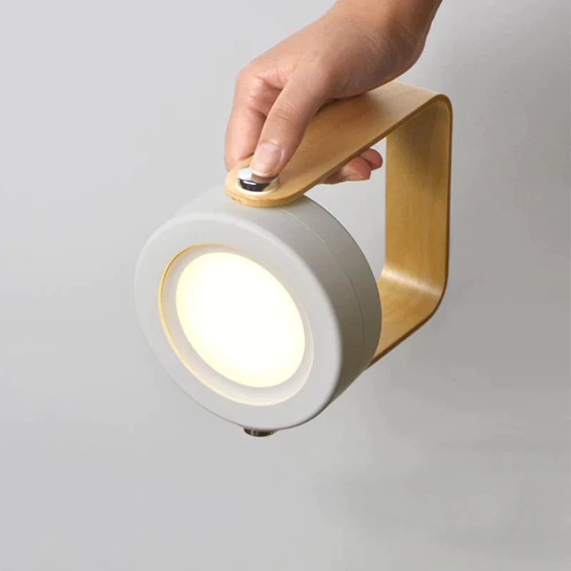 FlexiGlow: Modern 2-in-1 Rechargeable LED Lantern with Foldable Design, Dimmable Touch Control & Portable Wooden Handle