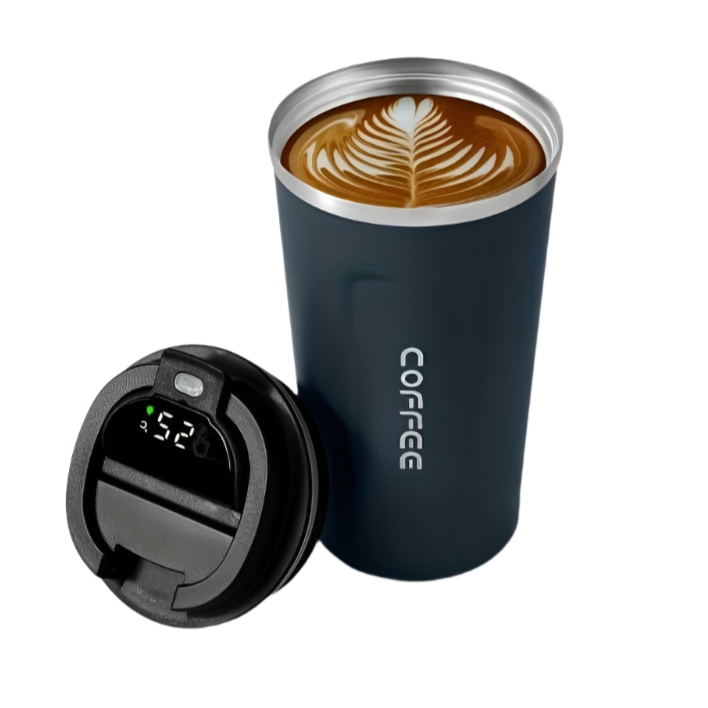 BrewBee: Smart LED Temperature Tumbler, 500ml Stainless Steel Travel Mug with Leak-Proof Lid, Touch Screen & Thermal Design for Hot & Cold Drinks