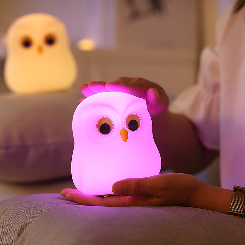 HootGlow: Adorable Owl LED Night Lamp with Rechargeable Battery for Cozy Bedroom Ambience & Gifting