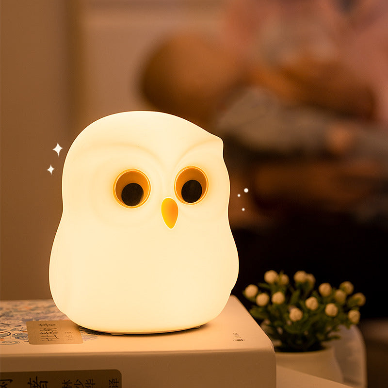 HootGlow: Adorable Owl LED Night Lamp with Rechargeable Battery for Cozy Bedroom Ambience & Gifting