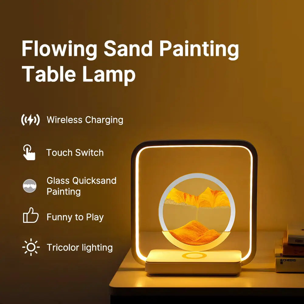 SandX: 3D Quicksand LED Lamp with Wireless Charging & Liquid Motion Art for Relaxing Desk & Bedroom Décor