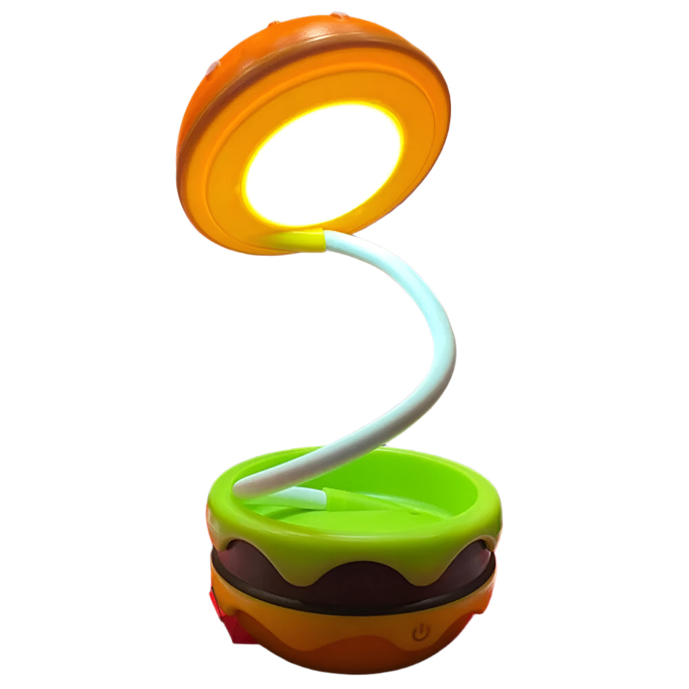 Borgir: Quirky Decor Burger Shaped Folding LED Table Lamp USB-C Rechargeable Cute Design Night Light