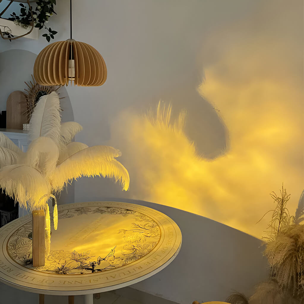 Wavi: Rotating Ripple Ambient Night Lamp with Water Wave Projection, Touch Control, Colour Changing Sunset Glow for Bedroom & Home Aesthetic Décor