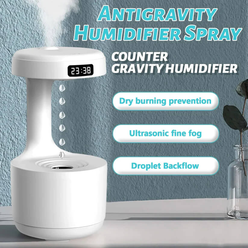 Mirage: The Illusion Anti-Gravity Humidifier with Floating Water Effect, LED Clock Display & Auto Shut-Off (800ml)