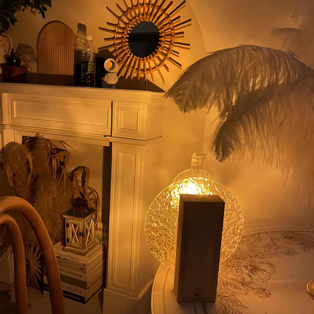 Wavi: Rotating Ripple Ambient Night Lamp with Water Wave Projection, Touch Control, Colour Changing Sunset Glow for Bedroom & Home Aesthetic Décor