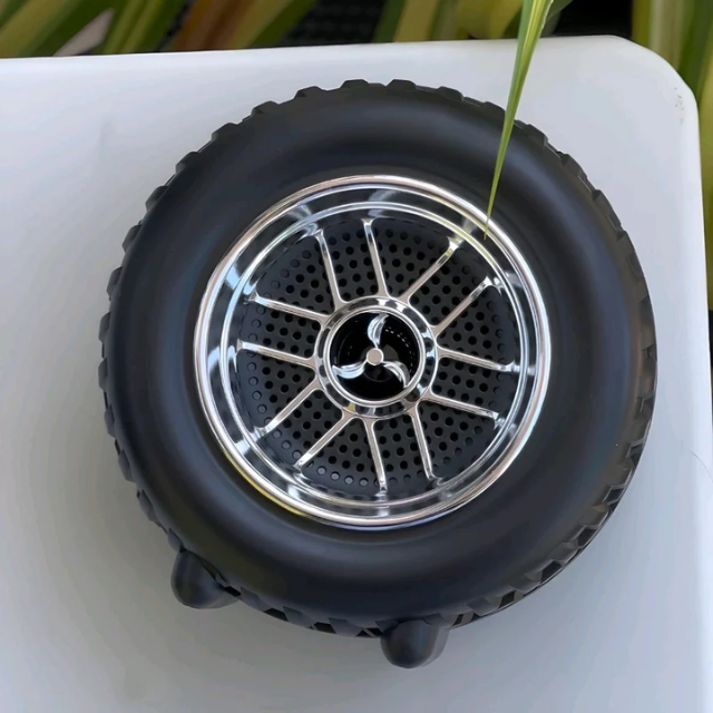 Tyro: Tyre-Shaped Wireless Bluetooth Speaker with Deep Bass, 10W Stereo Sound, 12-Hour Playtime, AUX/TF/USB Support & Portable Car-Inspired Design