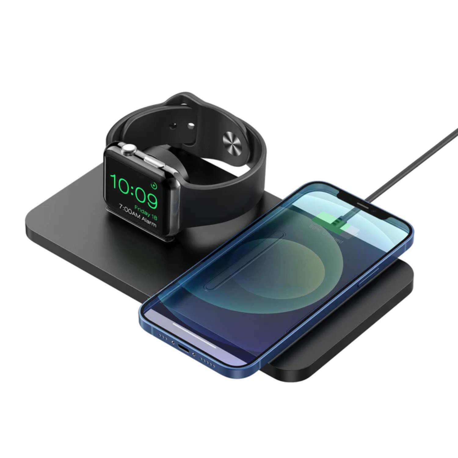 Dockit: 2-in-1 Wireless Charging Pad for iPhone Apple Watch – Nightstand Mode Qi Compatibility with Fast Charging in a Sleek Minimal Design