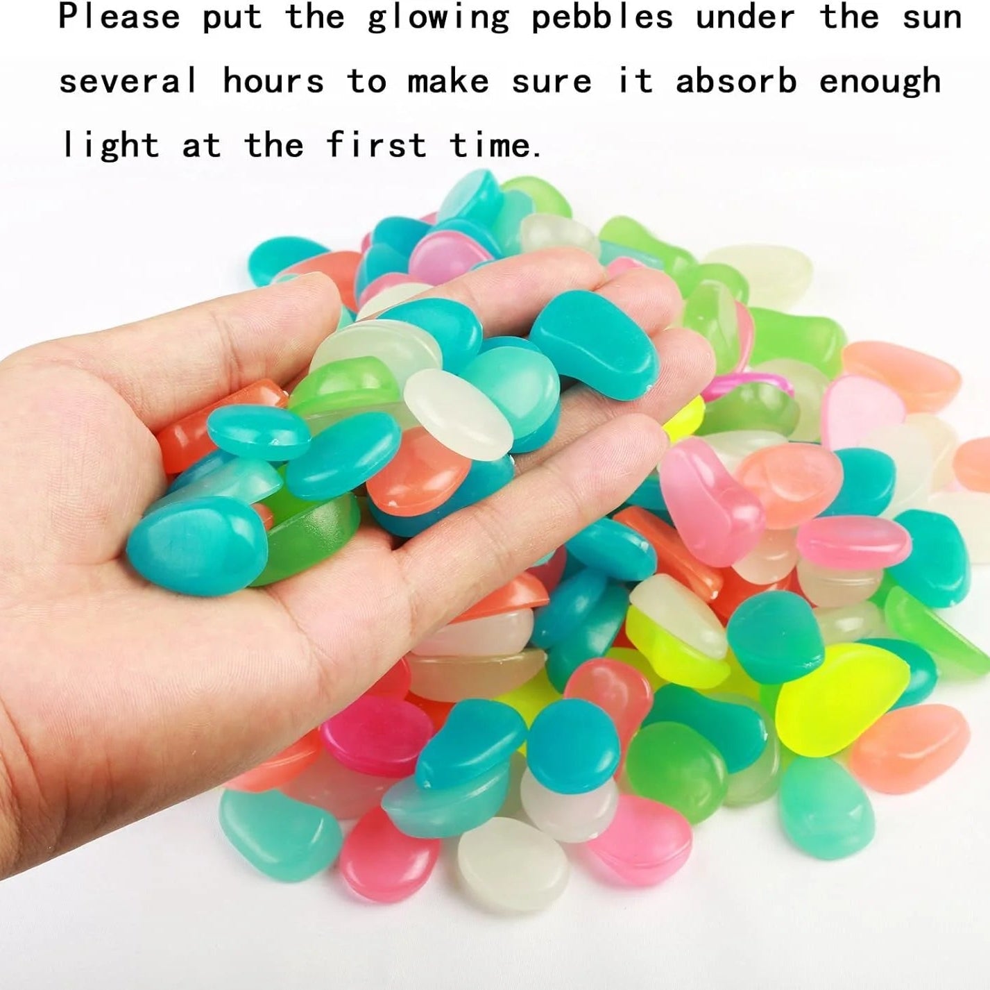 GlowRock: Glow-in-the-Dark Pebble Set for Balcony, Garden, Aquarium & Magical Ambience (Pack of 100)